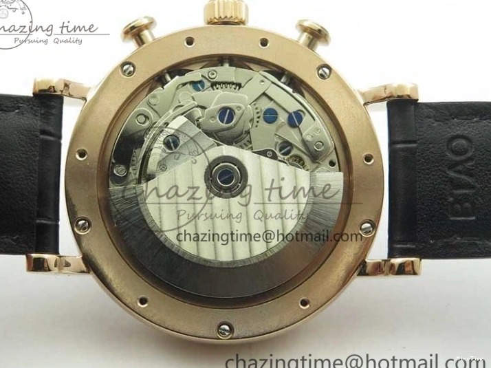 MIROTIME 0106 Portofino Chrono RG ZF 1:1 Best Edition Blue Dial Gold Markers on Black Leather Strap A FlexibleFit 7112